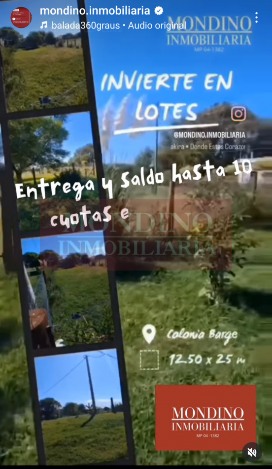 Oportunidad Lote en Colonia Barge. 